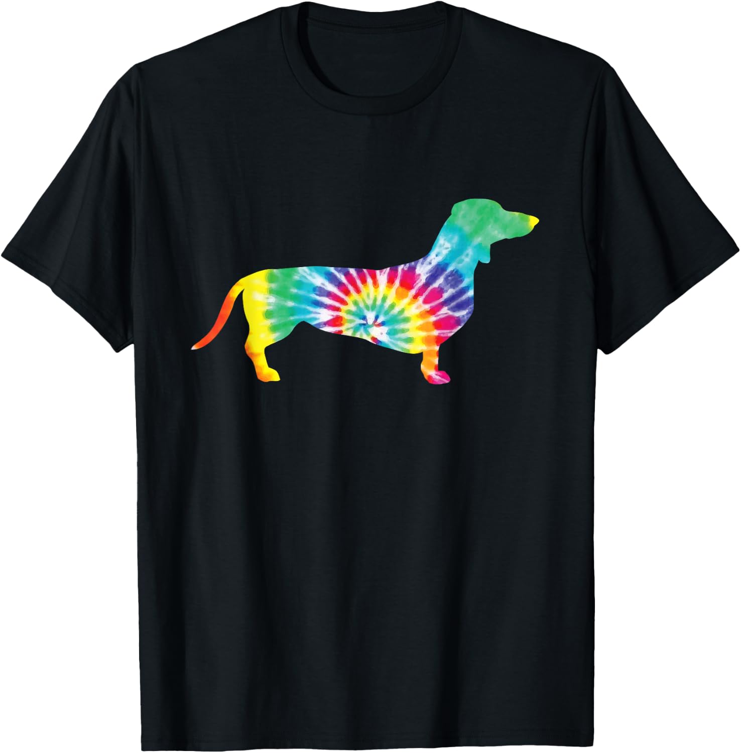 Tie Dye Dog Shirt Hippie Dachshund Retro Puppy Gift Men Women Girls Kids T-Shirt - T-Shirt | Black