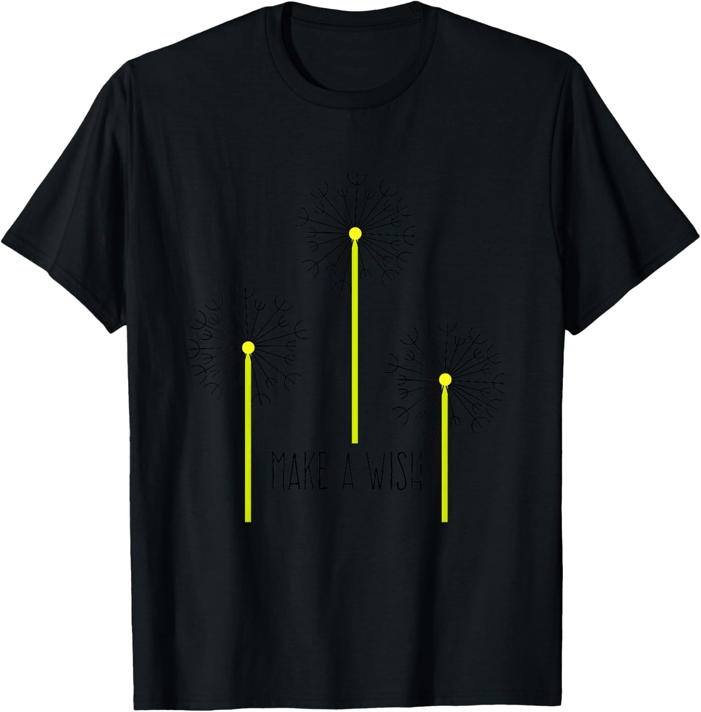 Cute Dandelion Spring Flower Make A Wish For Boys Girls T-Shirt - T-Shirt | Black