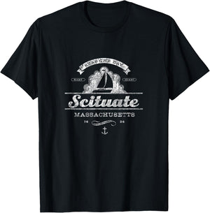 Scituate MA Sailboat Vintage Nautical Throwback T-Shirt - T-Shirt | Black