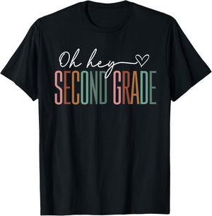 Second Grade Oh Hey Retro Back To School 2nd Grade T-Shirt - T-Shirt | Black