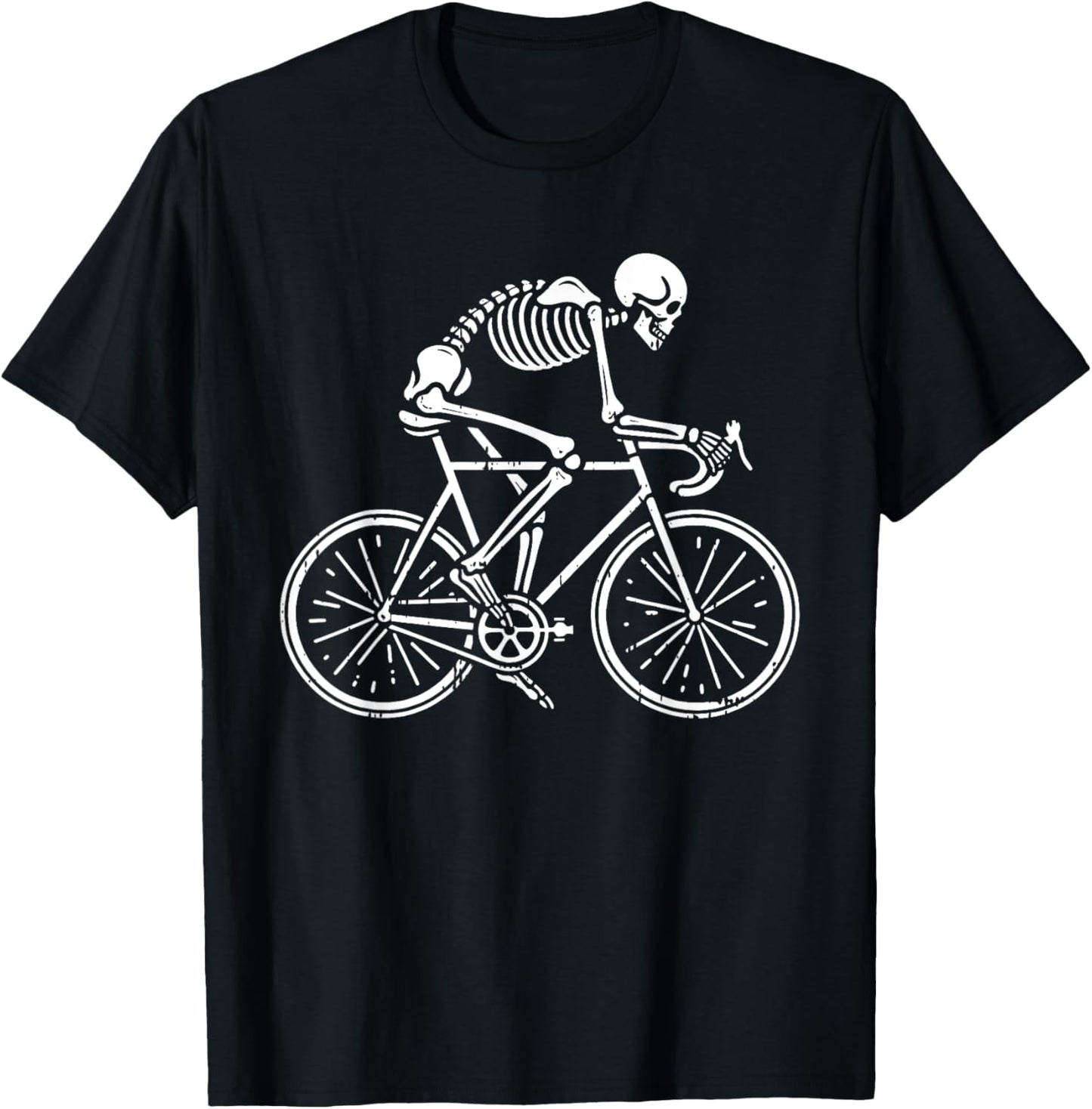 Skeleton Road Bike Bicycle Biking Cycling Biker Cyclist T-Shirt - T-Shirt | Black