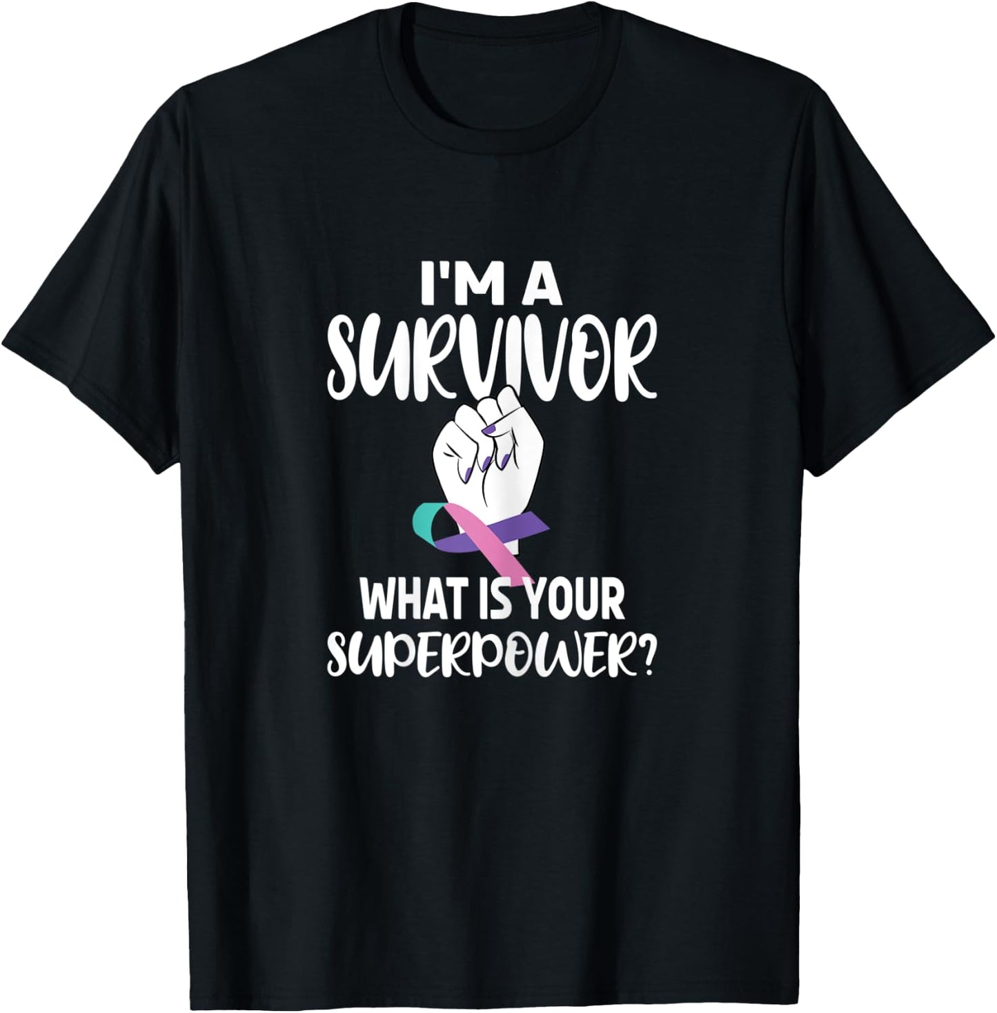 I'm A Survivor Cancer Ribbon Thyroid Cancer Awareness T-Shirt - T-Shirt | Black