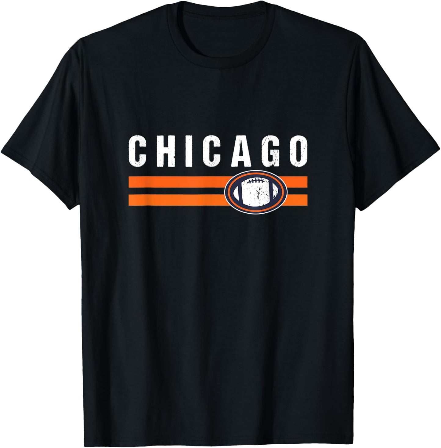 Chicago Vintage Blue Orange Stripe Cool Chicago Fan T-Shirt - T-Shirt | Black