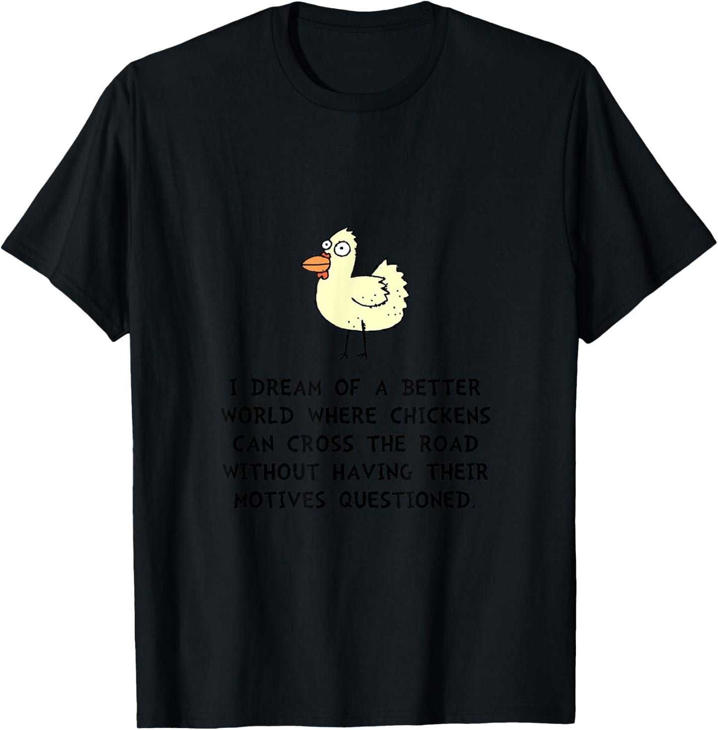 Chicken Cross Road Motives Funny T-Shirt - T-Shirt | Black