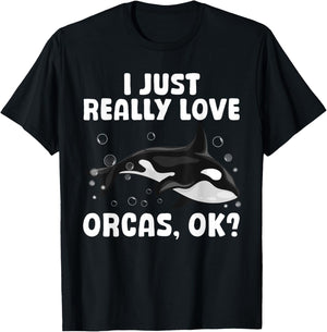 Funny Orca Whale Design Women Girls Boys Orca Lover T-Shirt - T-Shirt | Black