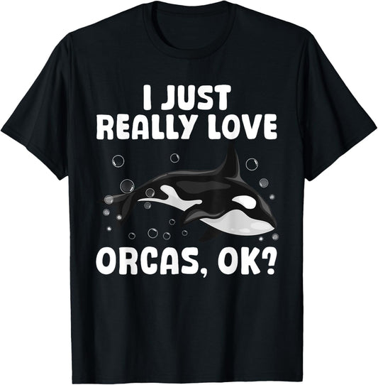 Funny Orca Whale Design Women Girls Boys Orca Lover T-Shirt - T-Shirt | Black