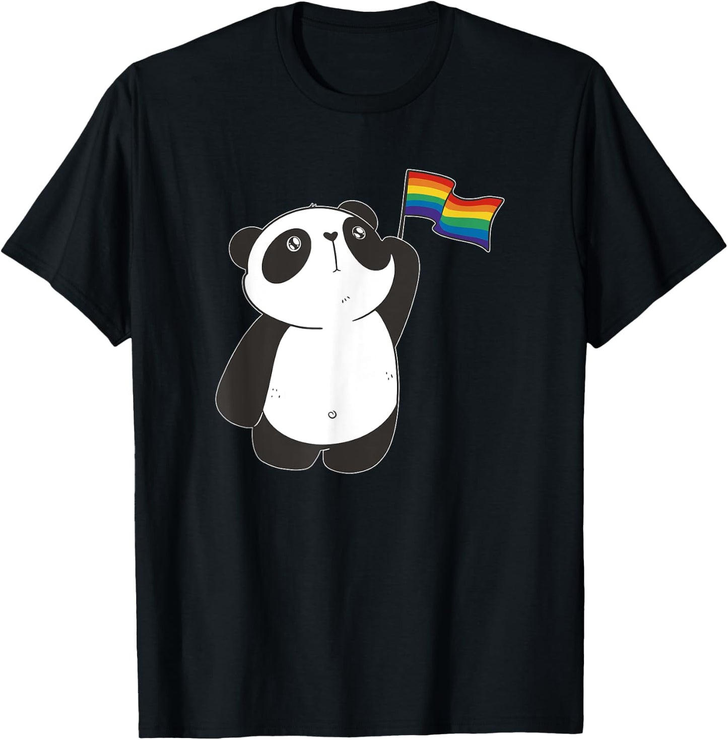 Gay Pride Lesbian LGBT Flag Rainbow Colors Panda T-Shirt - T-Shirt | Black