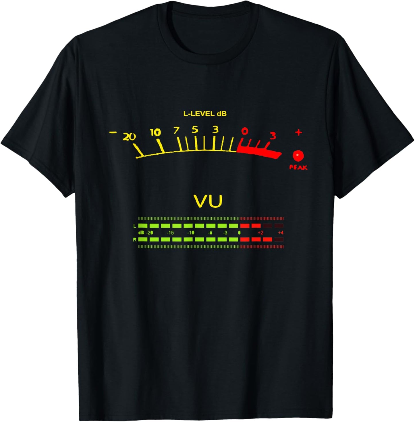 Retro VU Meter Vintage Hi-Fi Audio Stereo Music Sound T-Shirt - T-Shirt | Black
