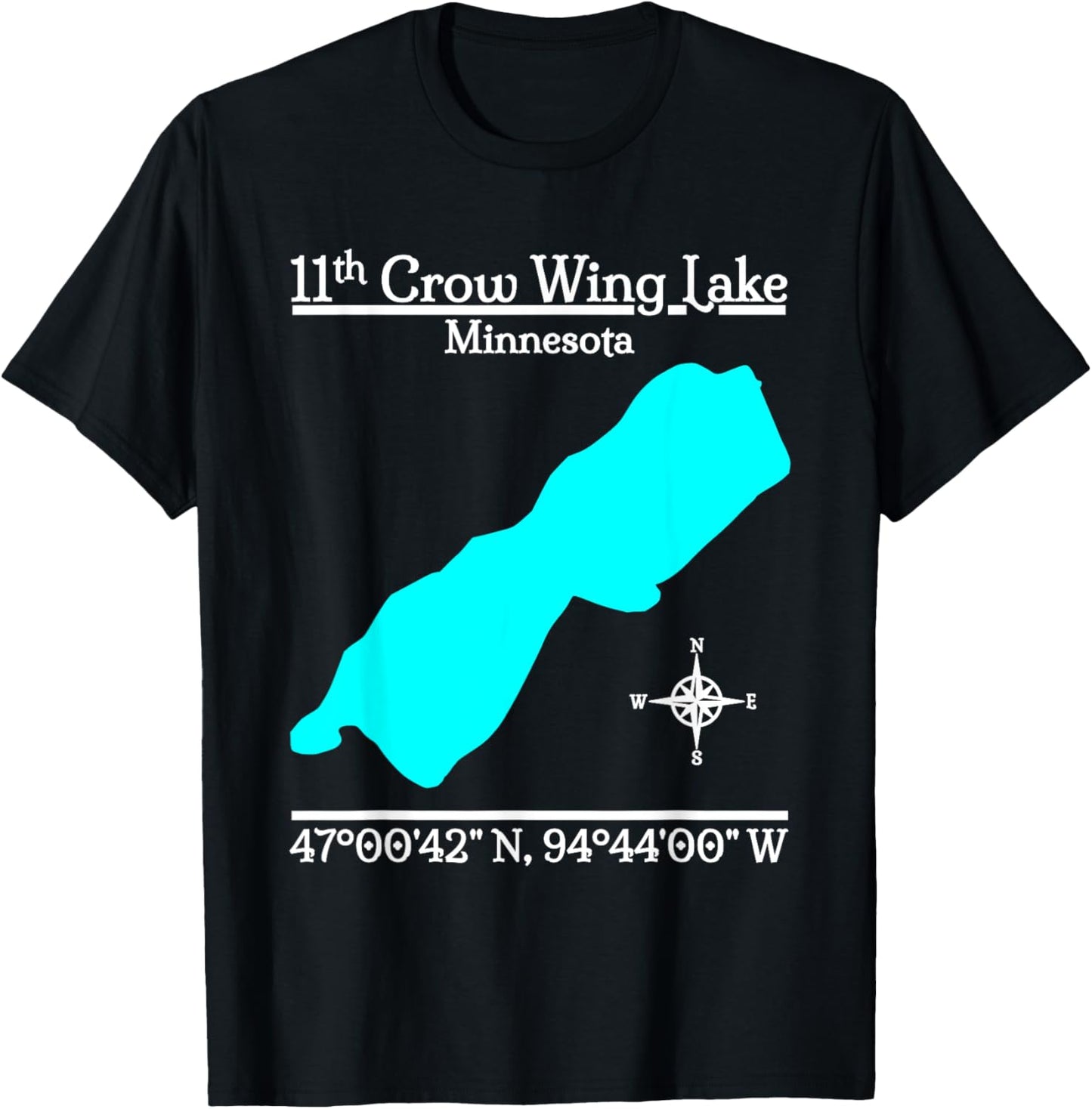 Eleventh Crow Wing Lake - Minnesota T-Shirt - T-Shirt | Black