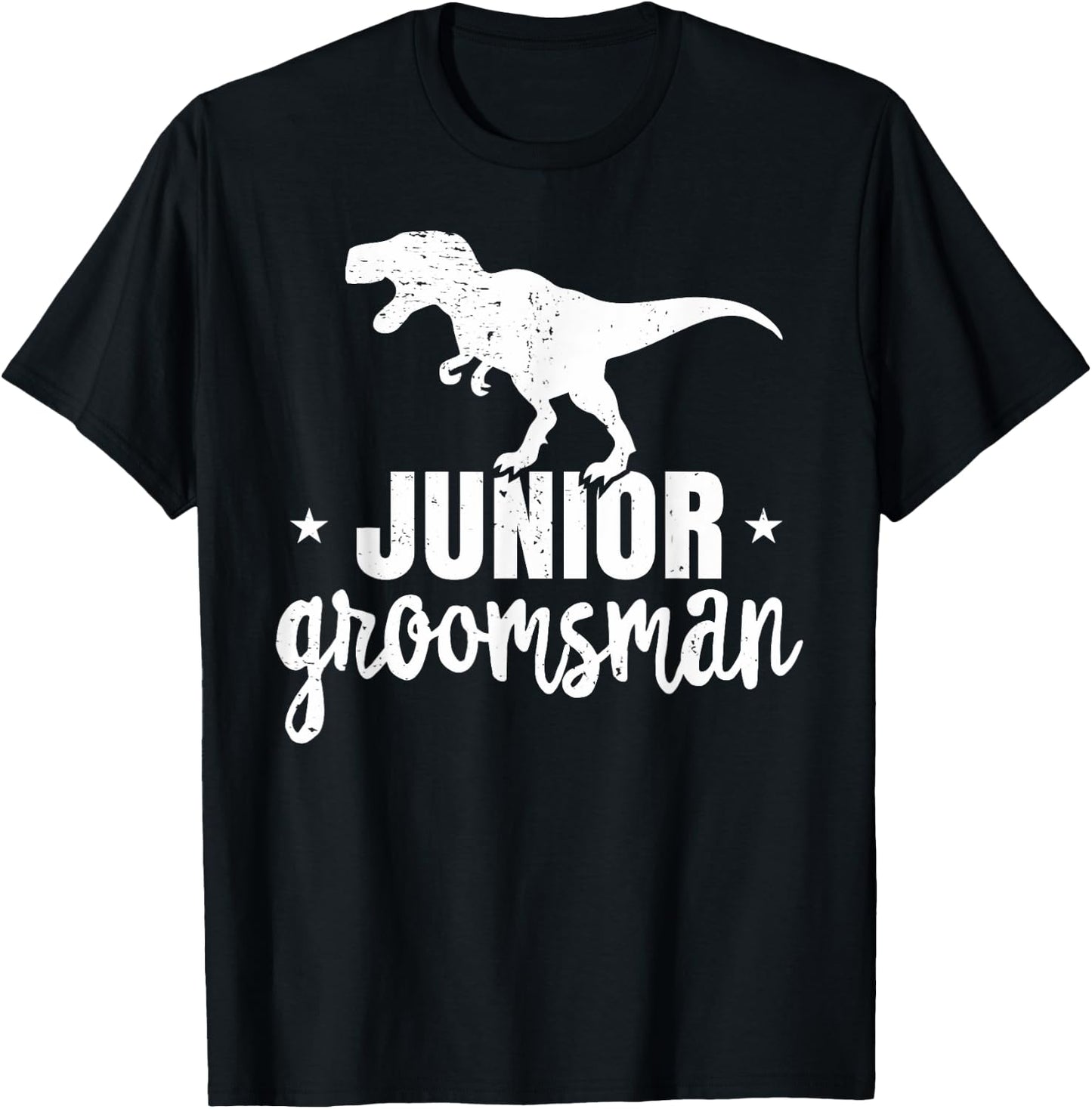 Kids T-Rex Junior Groomsman Dinosaur Wedding Party Gift T-Shirt - T-Shirt | Black
