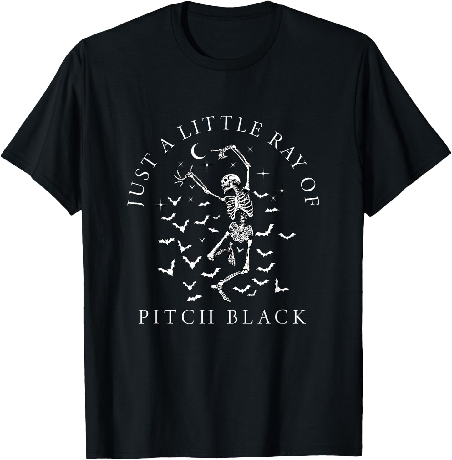 Just a Little Ray of Pitch Black Goth Celestial Skeleton T-Shirt - T-Shirt | Black