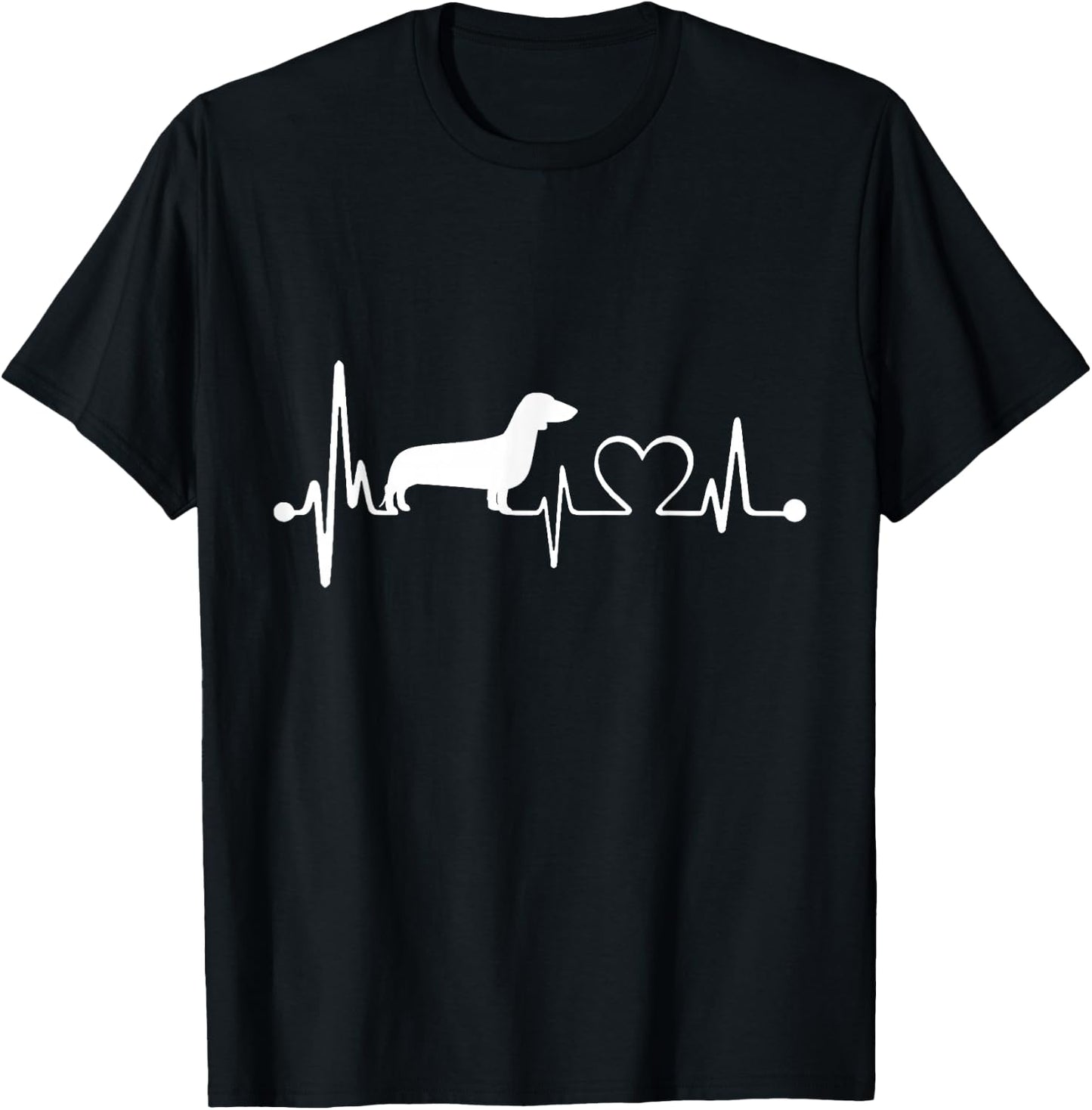 Dachshund Heartbeat - Funny Wiener Dog T-Shirt - T-Shirt | Black