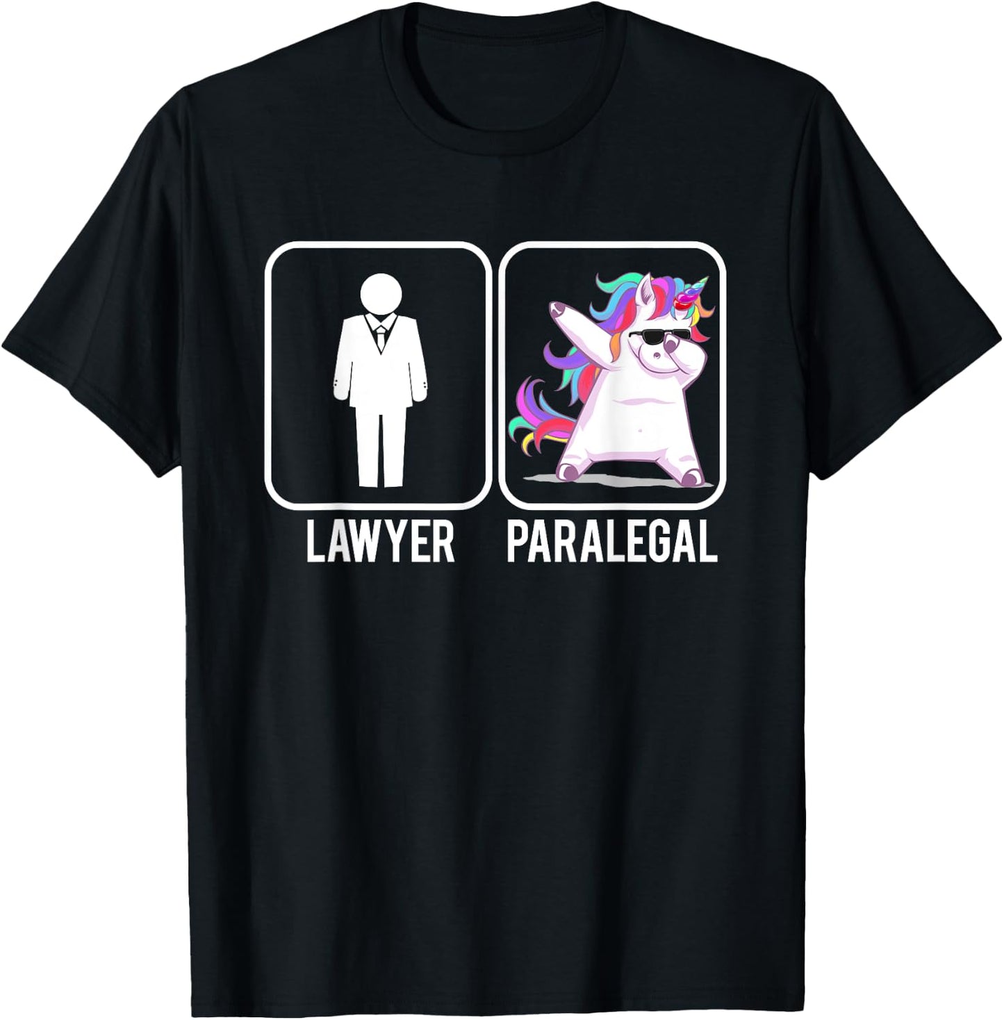 Funny Lawyer Paralegal Dabbing Unicorn Legal Law Firm T-Shirt - T-Shirt | Black