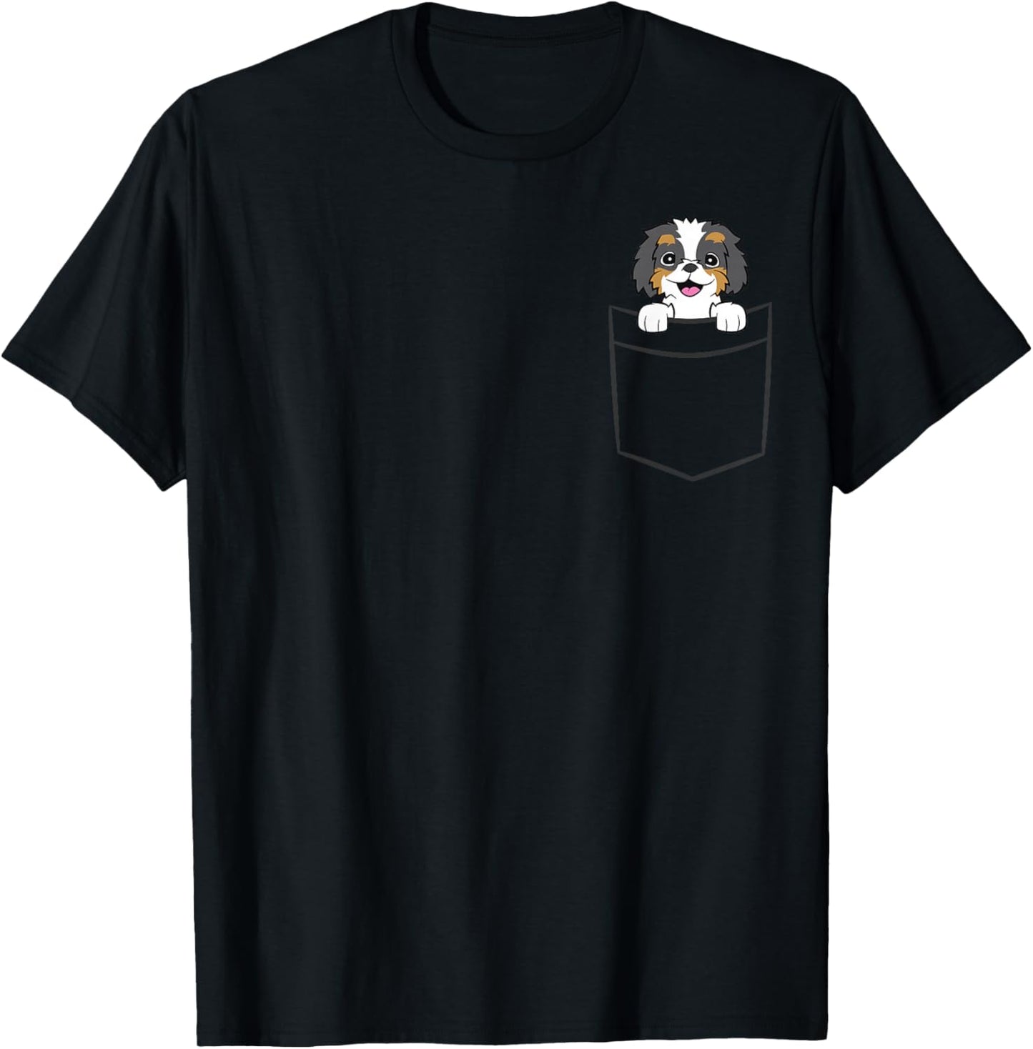 Bernedoodle Dog In A Pocket Cute Pocket Bernedoodle T-Shirt - T-Shirt | Black