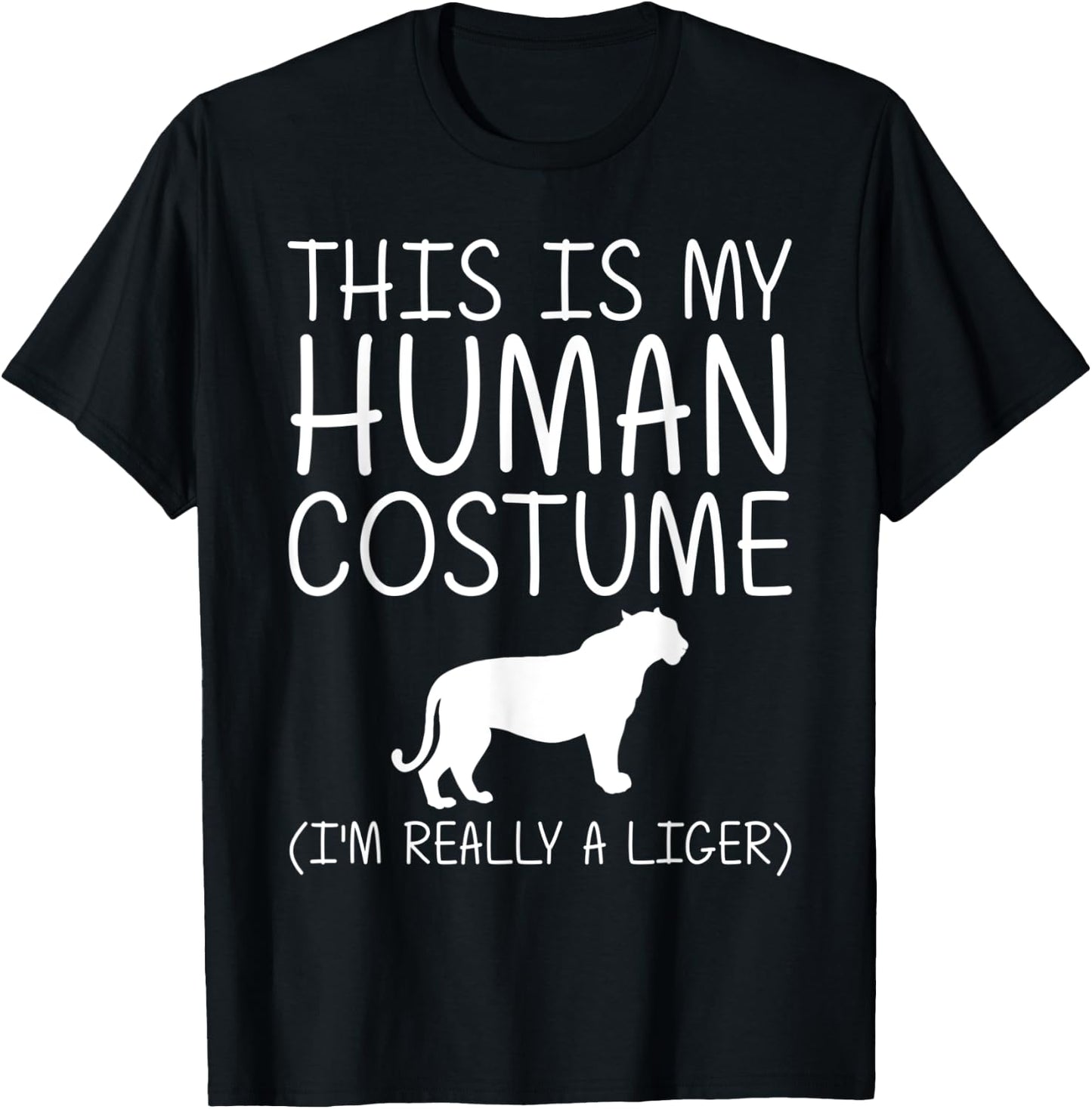 Liger Easy Halloween Human Costume Tigon Animal DIY Gift T-Shirt - T-Shirt | Black