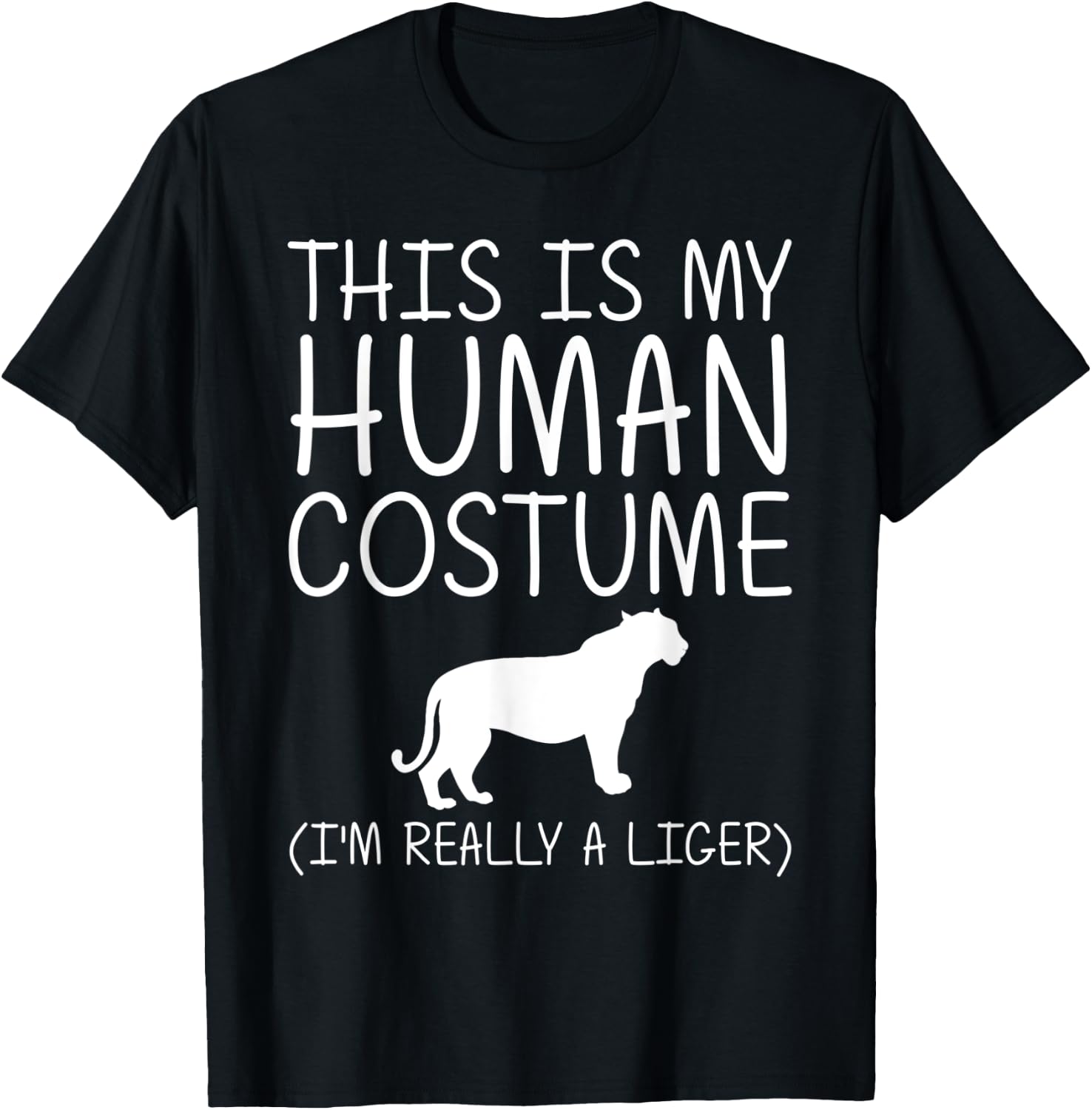 Liger Easy Halloween Human Costume Tigon Animal DIY Gift T-Shirt - T-Shirt | Black