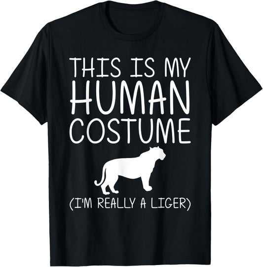 Liger Easy Halloween Human Costume Tigon Animal DIY Gift T-Shirt - T-Shirt | Black