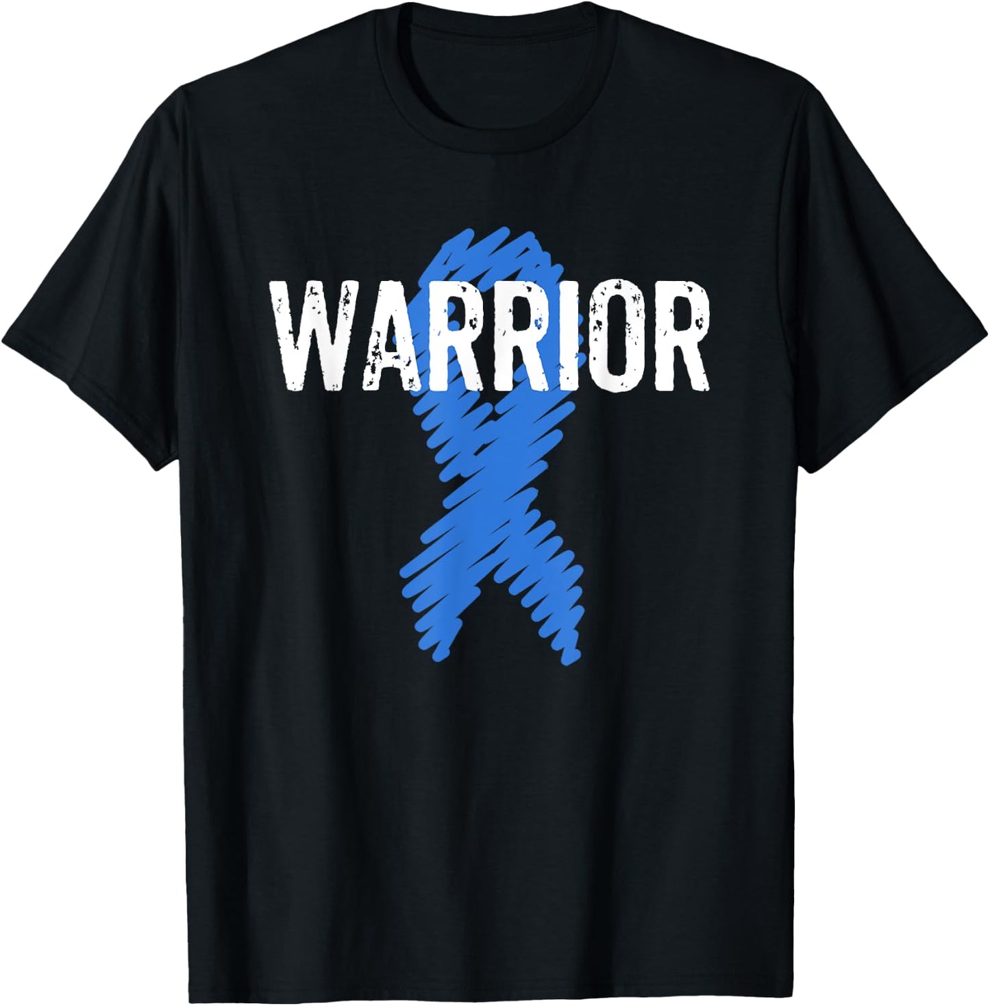 Colon Cancer Warrior Awareness Colonoscopy Blue T-Shirt - T-Shirt | Black