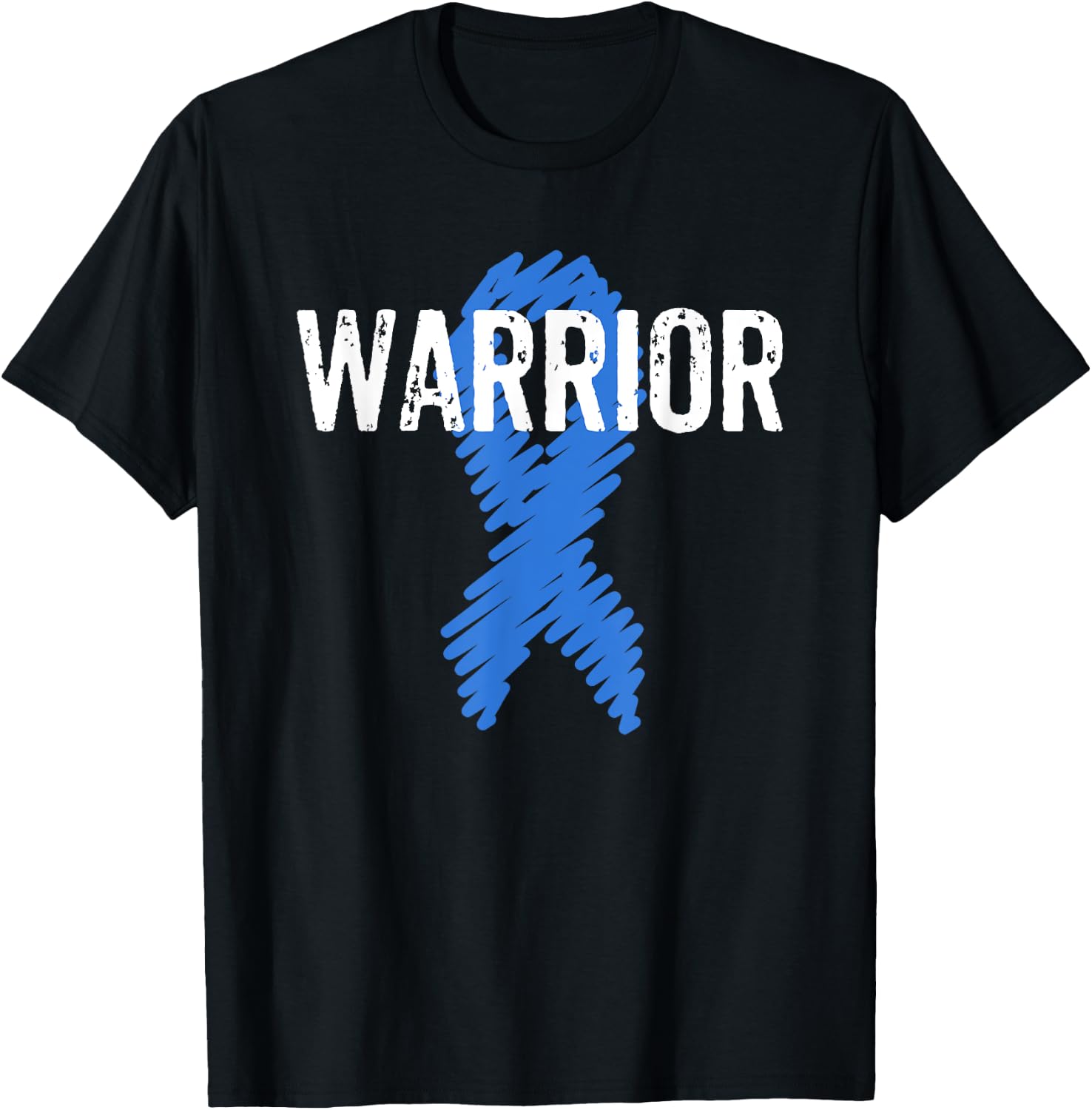 Colon Cancer Warrior Awareness Colonoscopy Blue T-Shirt - T-Shirt | Black