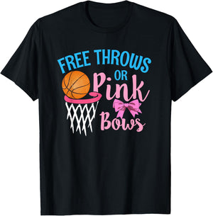 Free throws or Pink Bows Gender Reveal Cute Girl T-Shirt - T-Shirt | Black