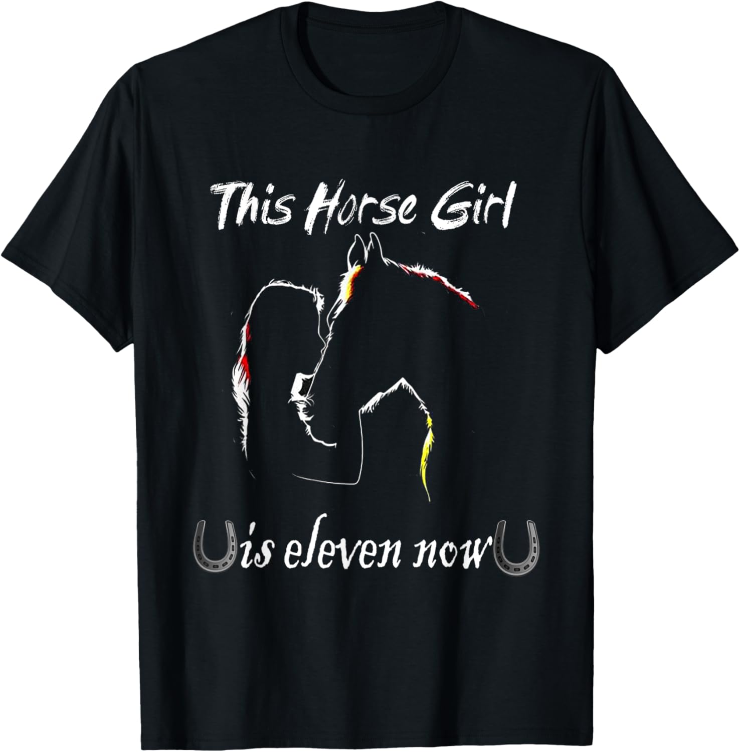11TH Birthday Horse Girl T-Shirt - T-Shirt | Black
