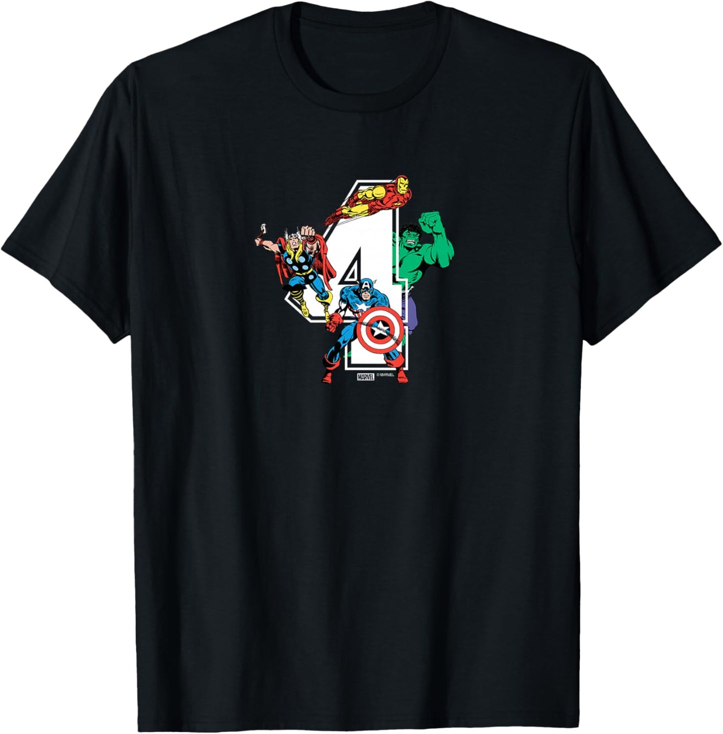 Kids Marvel - Avengers 4th Birthday T-Shirt - T-Shirt | Black
