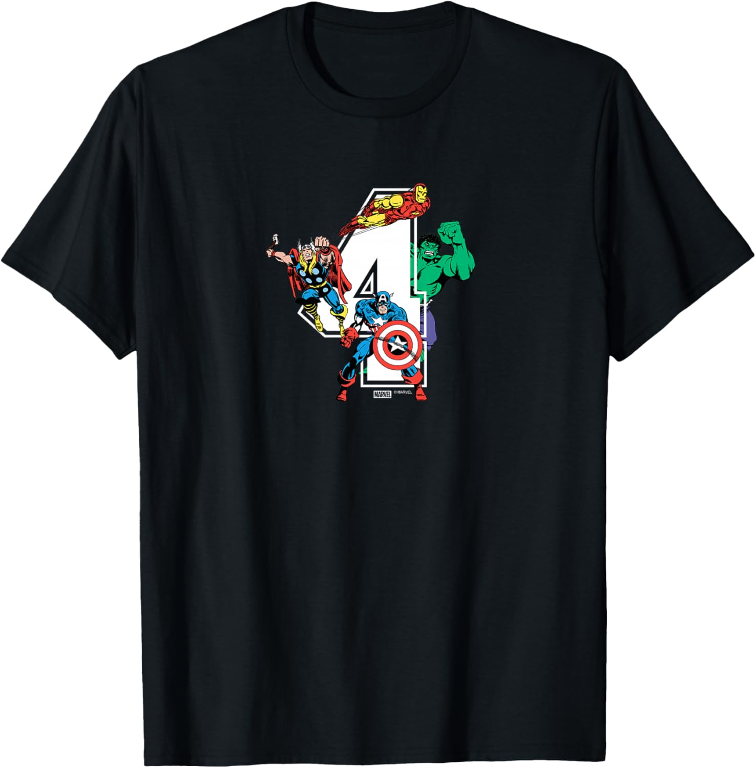 Kids Marvel - Avengers 4th Birthday T-Shirt - T-Shirt | Black
