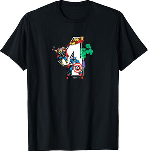 Kids Marvel - Avengers 4th Birthday T-Shirt - T-Shirt | Black