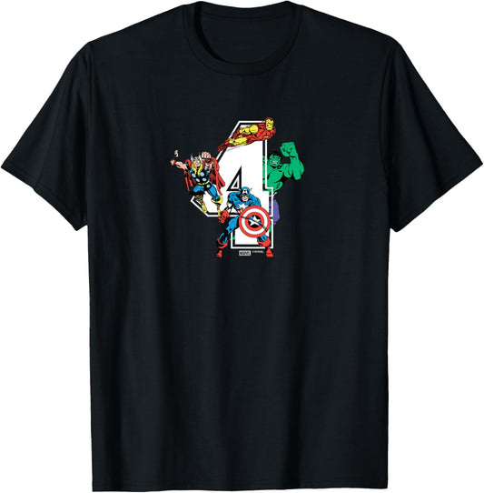 Kids Marvel - Avengers 4th Birthday T-Shirt - T-Shirt | Black