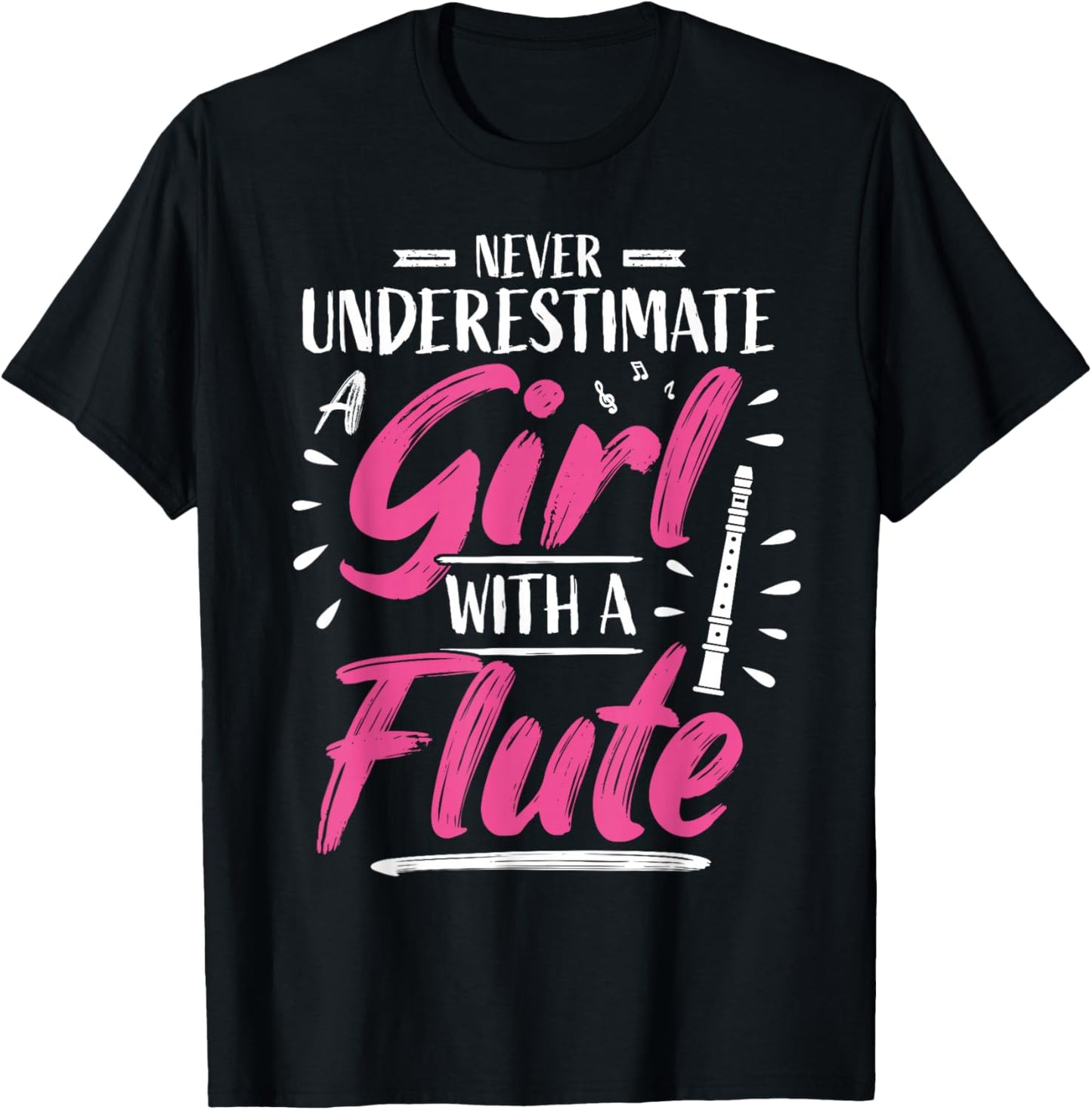 Girls Flute Player Flute Player T-Shirt - T-Shirt | Black