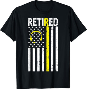 Retired 911 Dispatcher - USA Flag 911 Operator Retirement T-Shirt - T-Shirt | Black