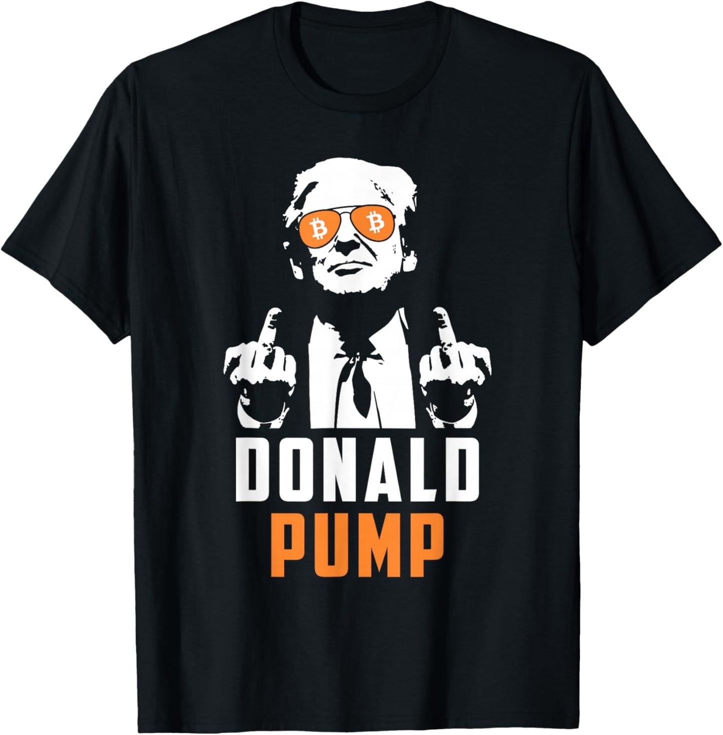 Donald Pump Bitcoin Funny Trump 2024 Crypto American Flag T-Shirt - T-Shirt | Black