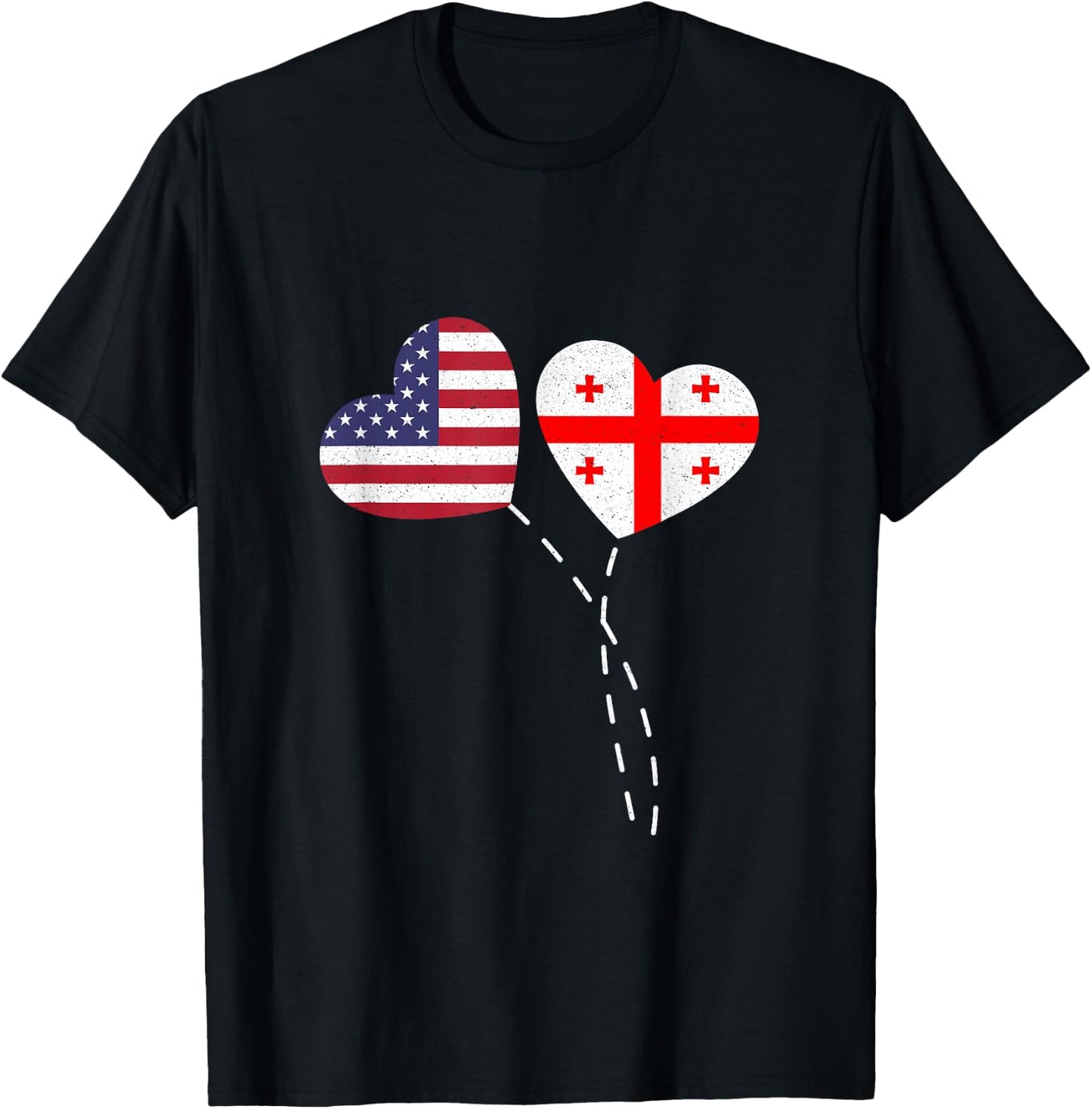 Loving Georgia USA Flag Heart Georgian Americans Love T-Shirt - T-Shirt | Black