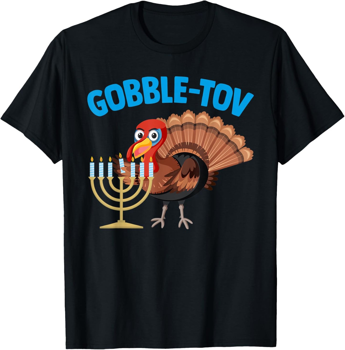 Gobble Tov Hanukkah Thanksgiving Holiday Jewish Jew Fun Gift T-Shirt - T-Shirt | Black