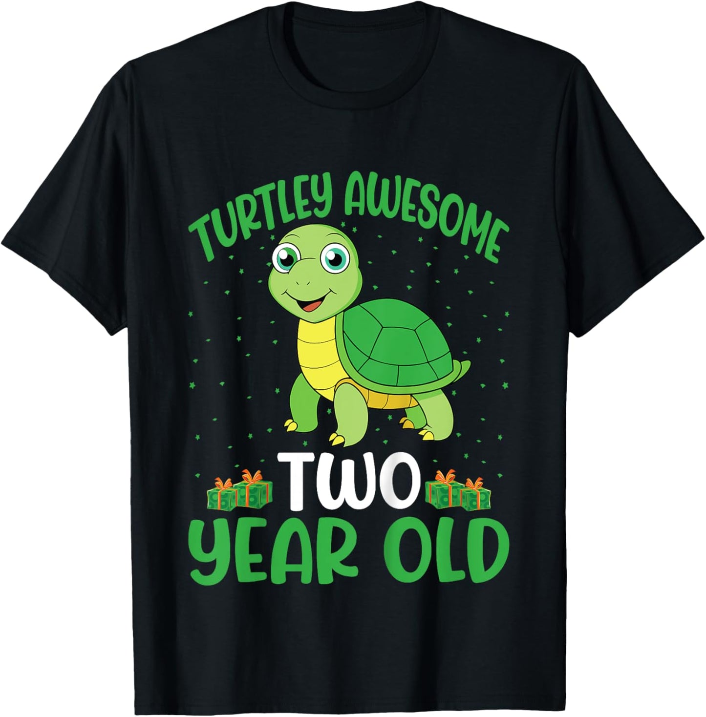 Kids Turtley Awesome Two Year Old Cute Turtle 2nd Birthday Kids T-Shirt - T-Shirt | Black