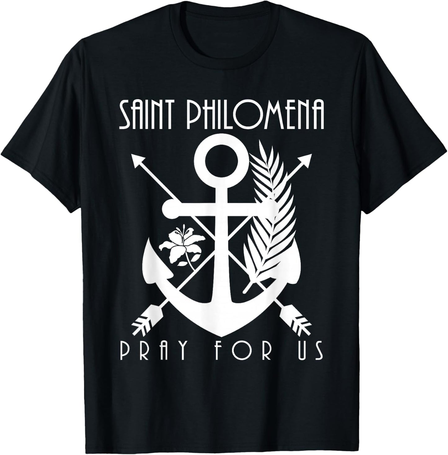 St Philomena Symbols Catholic Girls Saints Youth T-Shirt - T-Shirt | Black