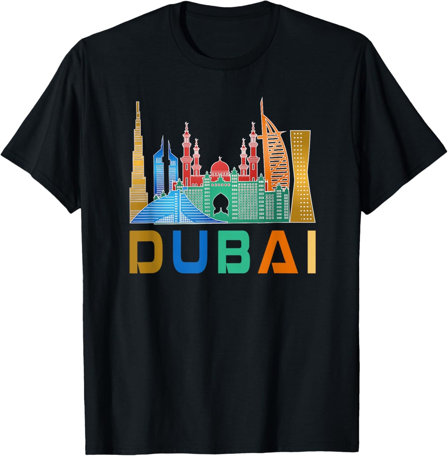 Dubai, United Arab Emirates Souvenir I Love Dubai Skyline T-Shirt - T-Shirt | Black