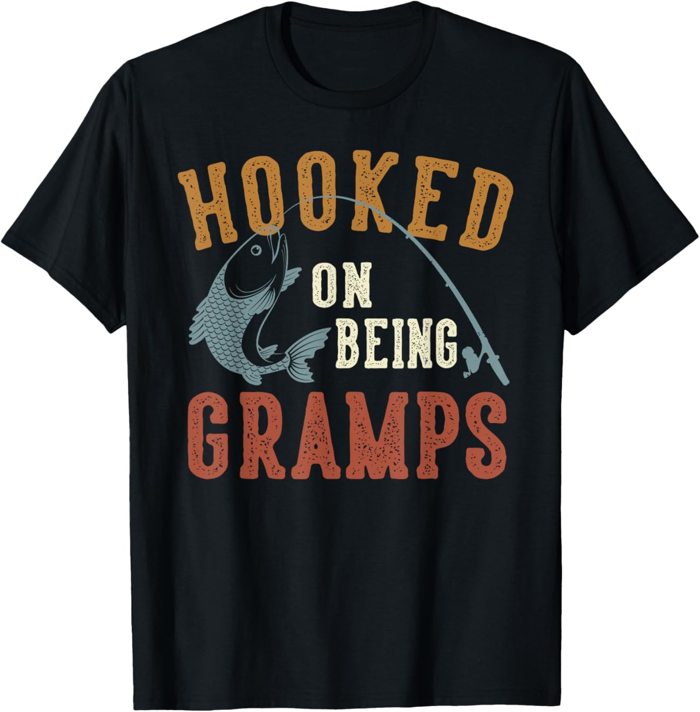 Hooked On Being Gramps Father's Day Fishing Gramps T-Shirt - T-Shirt | Black