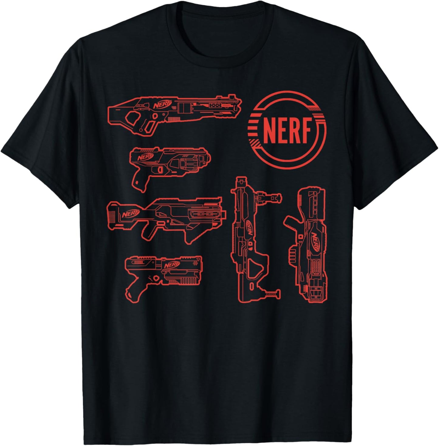 Nerf Blasters Retro Schematic Textbook Outlines T-Shirt - T-Shirt | Black