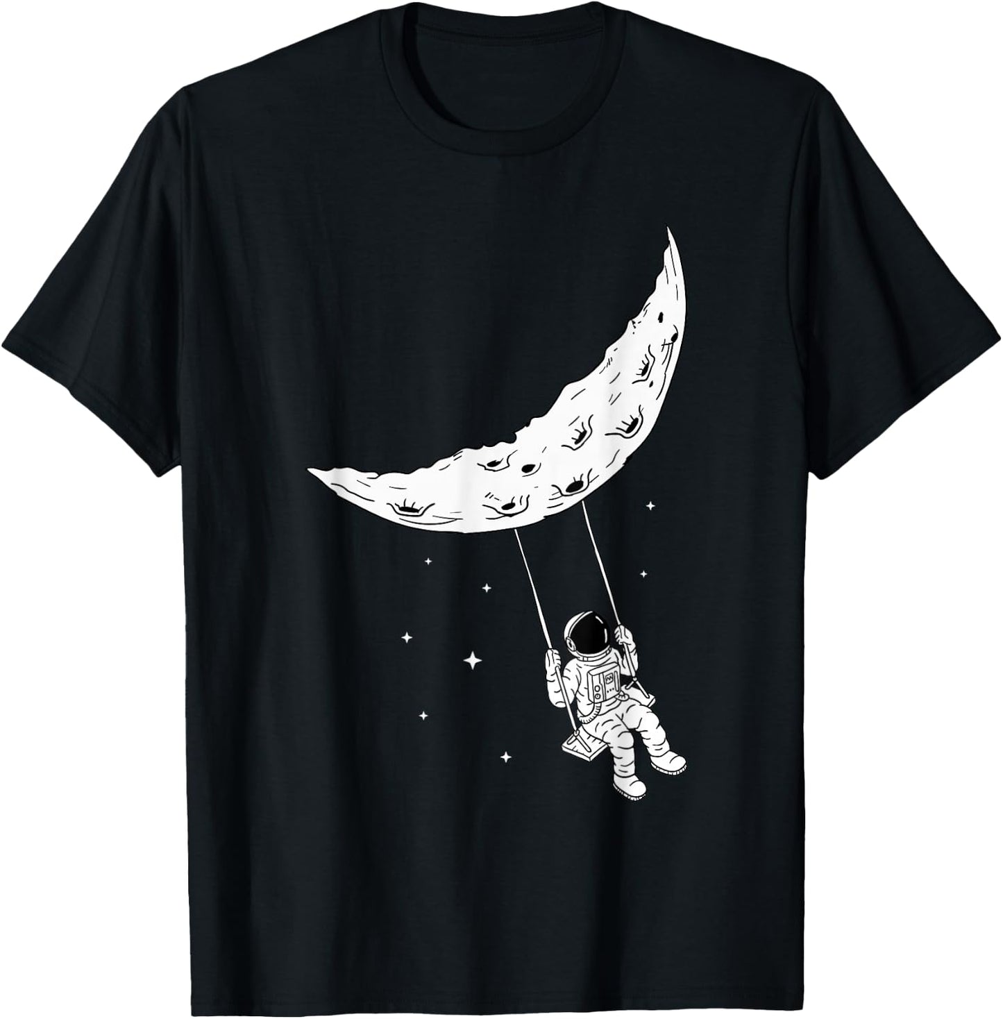 Moon Swing Man On The Moon - Space Astronomy Astronaut T-Shirt - T-Shirt | Black