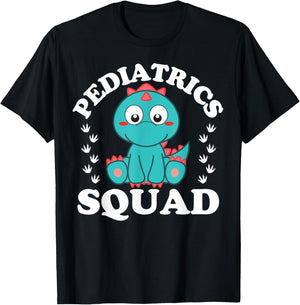 Happy Nurse Week 2023 Pediatrics Squad Baby Dinosaur Funny T-Shirt - T-Shirt | Black
