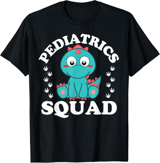 Happy Nurse Week 2023 Pediatrics Squad Baby Dinosaur Funny T-Shirt - T-Shirt | Black