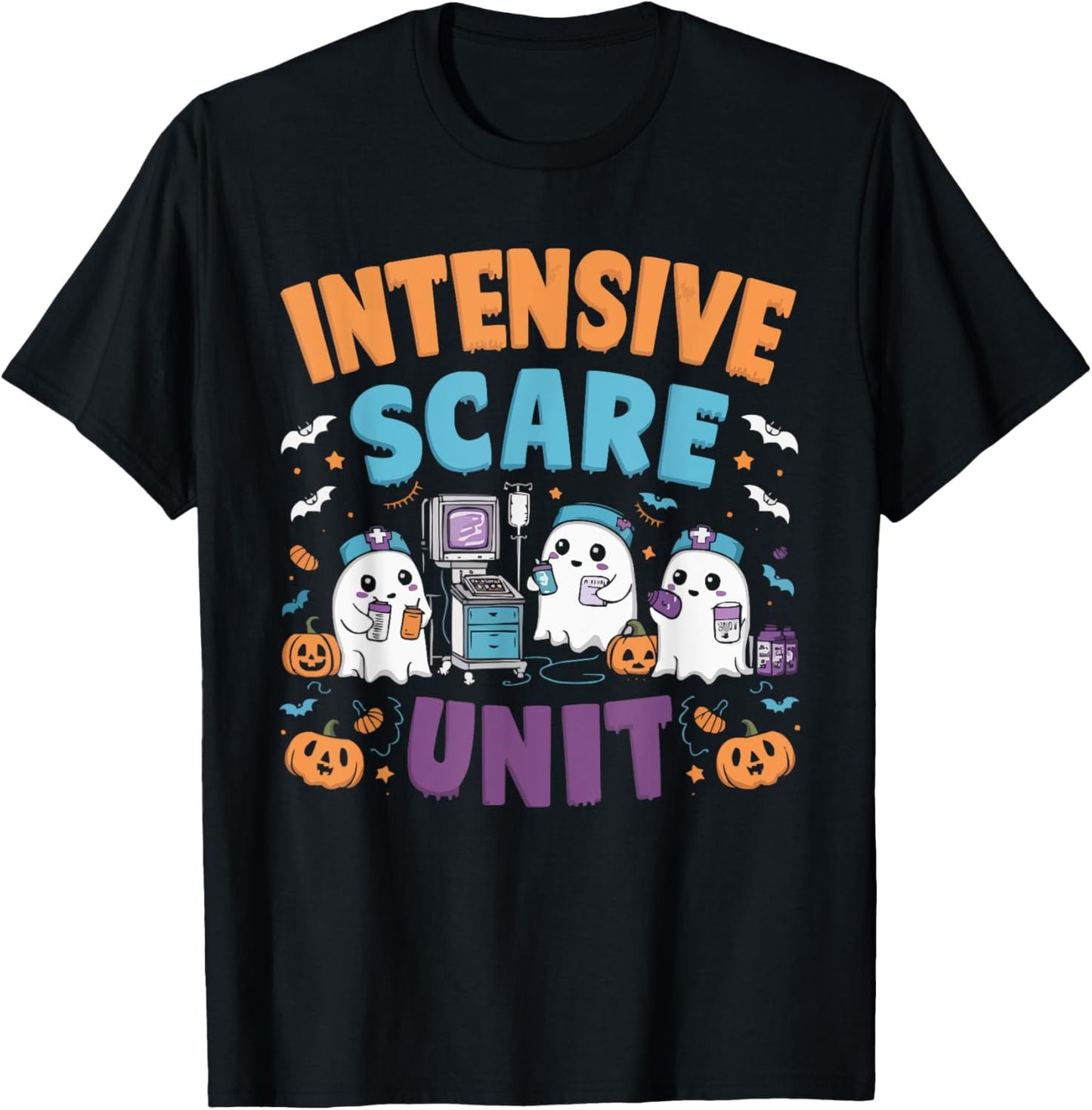 ICU Nurse Halloween Emergency Room Nursing Trick Or Treat T-Shirt - T-Shirt | Black