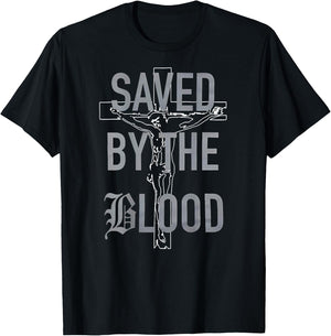 Saved By The Blood Jesus Christian (on back) T-Shirt - T-Shirt | Black