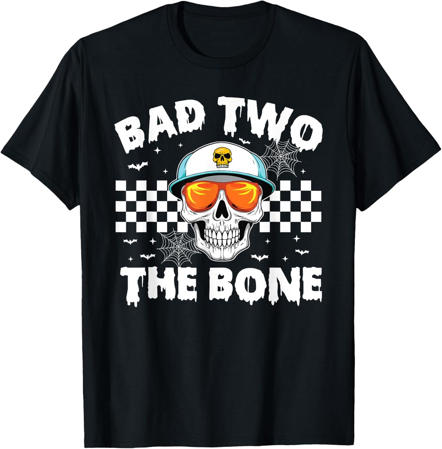 Bad To The Bone Skeleton Halloween TWO Birthday Toddler Kids T-Shirt - T-Shirt | Black