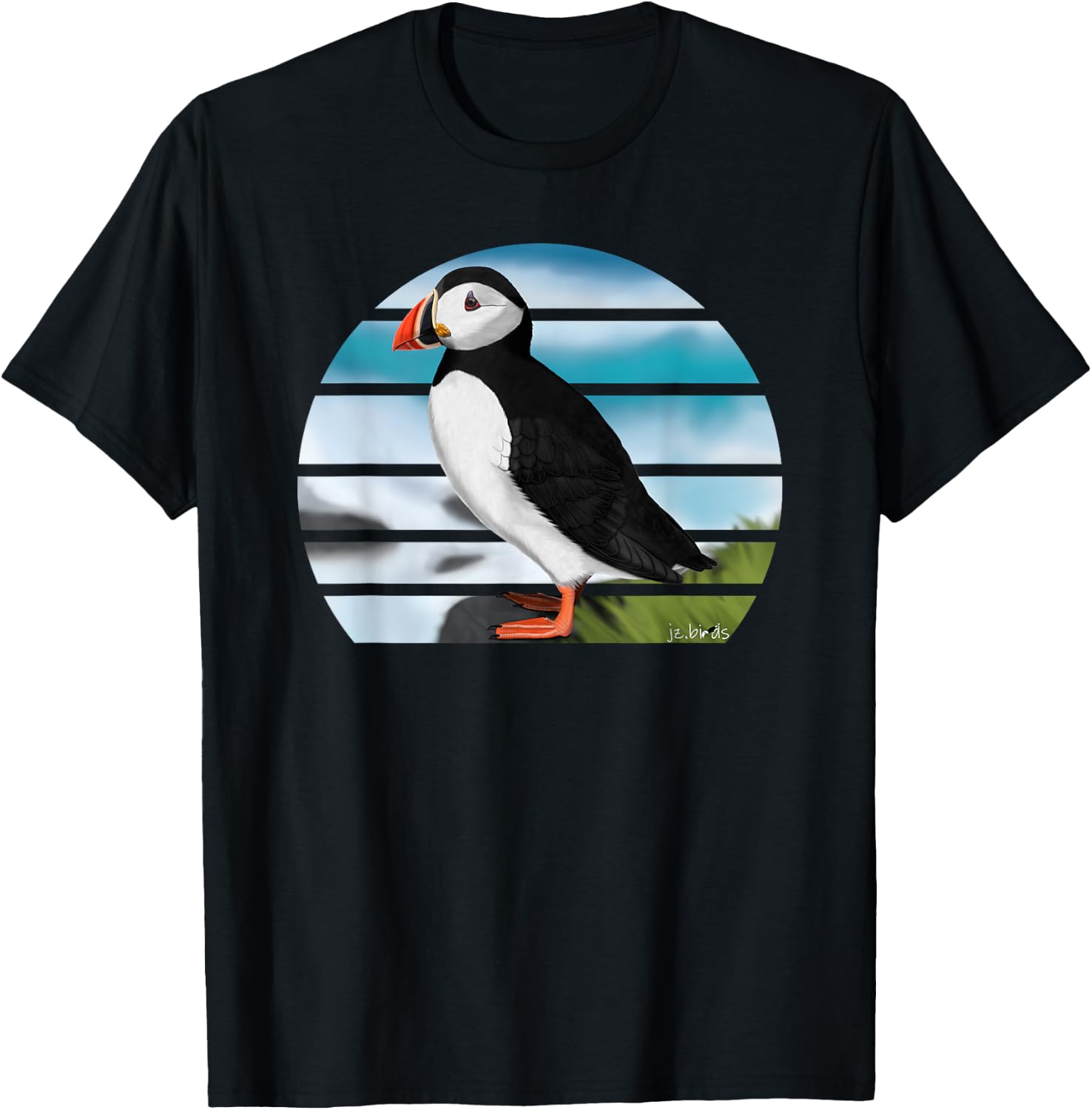 Puffin Bird Birder Ornithologist Biologist Birdwatcher T-Shirt - T-Shirt | Black