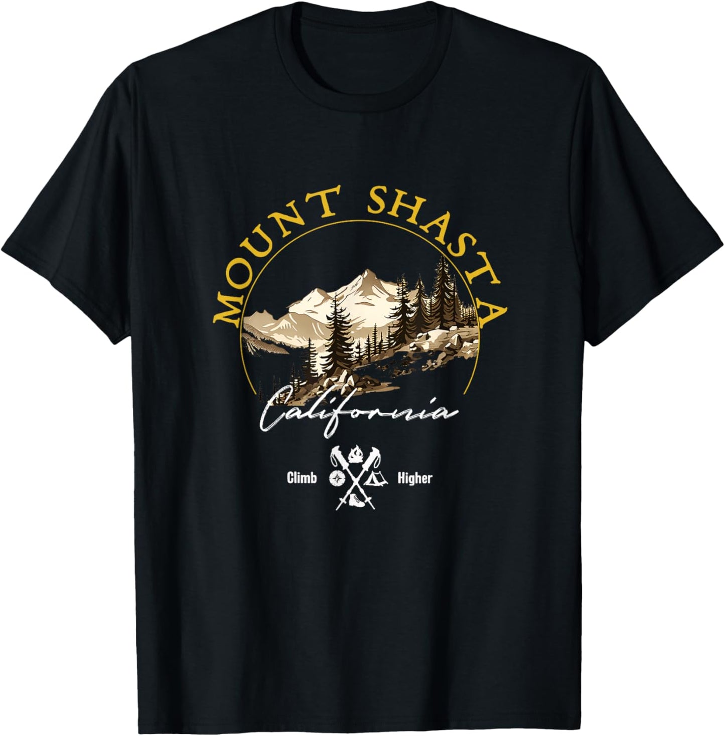 Mount Shasta Retro Vintage Apparel - Mount Shasta Souvenir T-Shirt - T-Shirt | Black