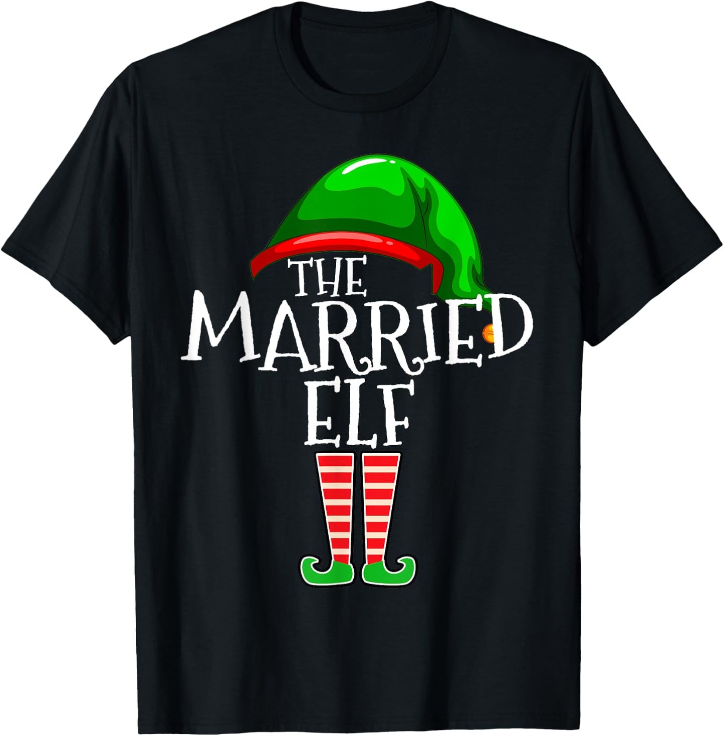 The Married Elf Matching Family Christmas Gift Wife Husband T-Shirt - T-Shirt | Black