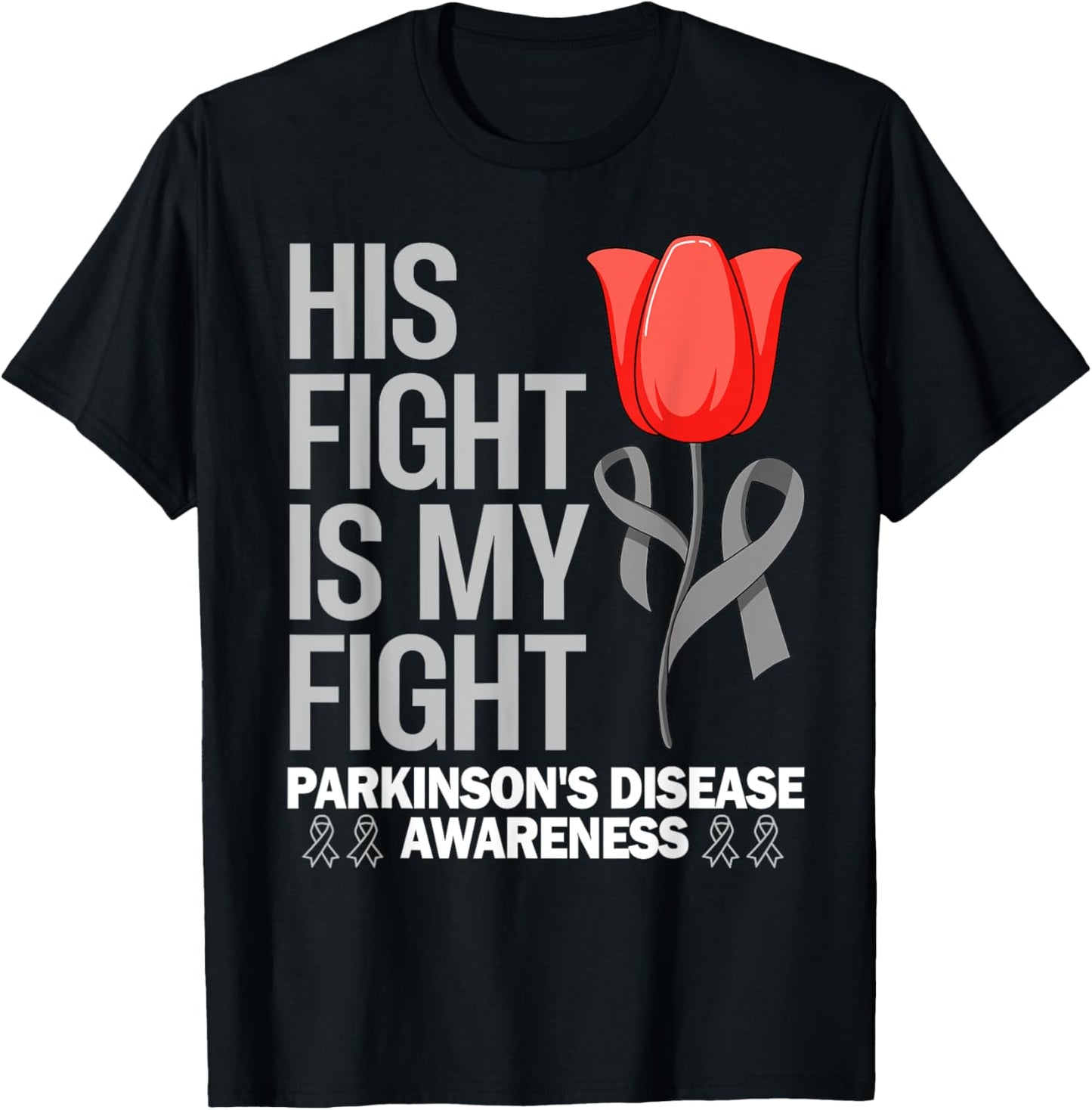 Parkinson's Disease Awareness Gray Ribbon Tulip parkinsons T-Shirt - T-Shirt | Black