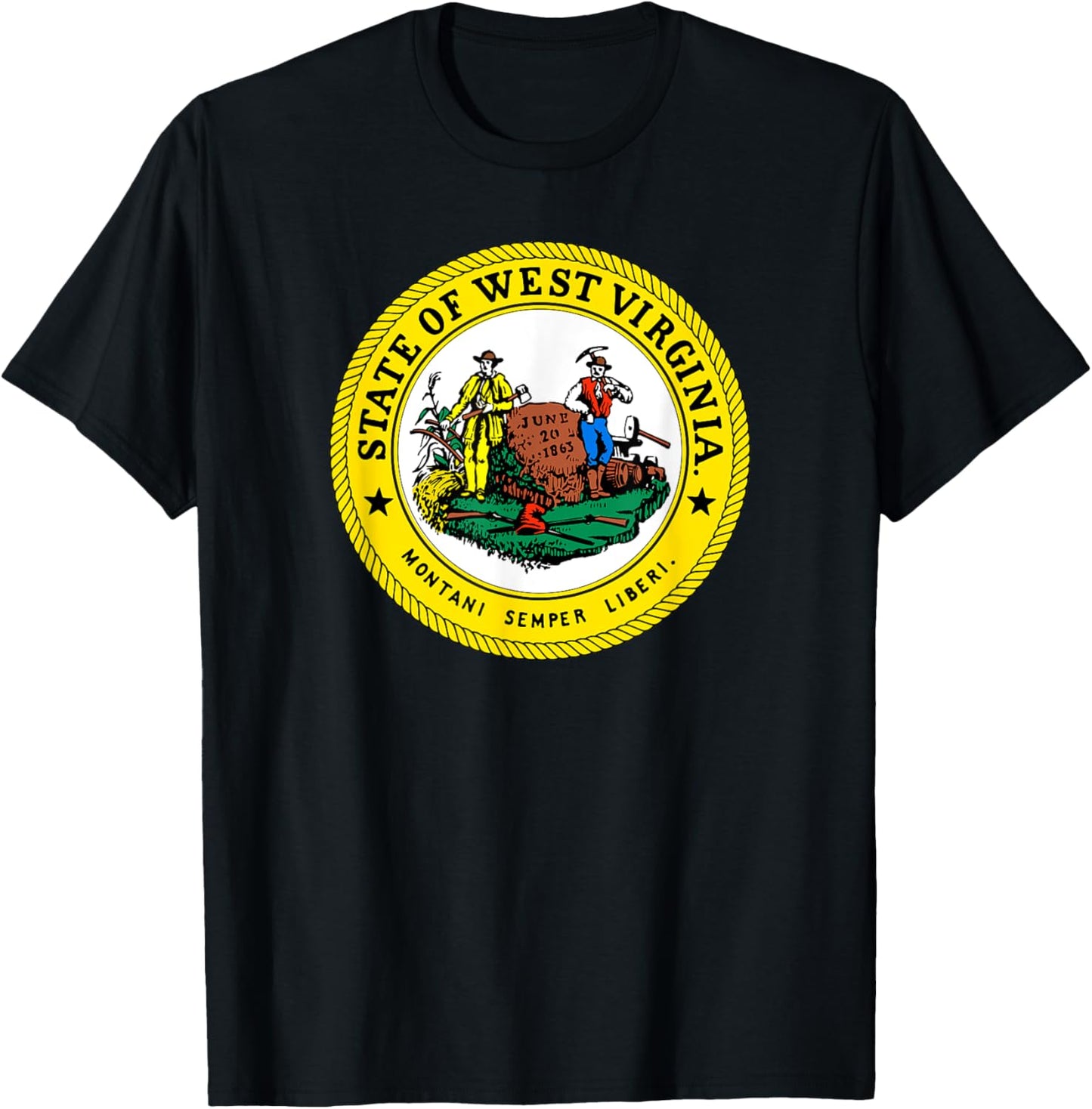 West Virginia State Seal Flag T-Shirt - T-Shirt | Black